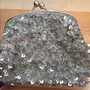 Silver Beaded evening purse